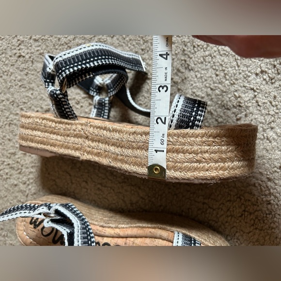 Sam Edelman Artica Woven Flatform Wedge Platform Espadrilles Sandal BLACK WHITE - Picture 2 of 16